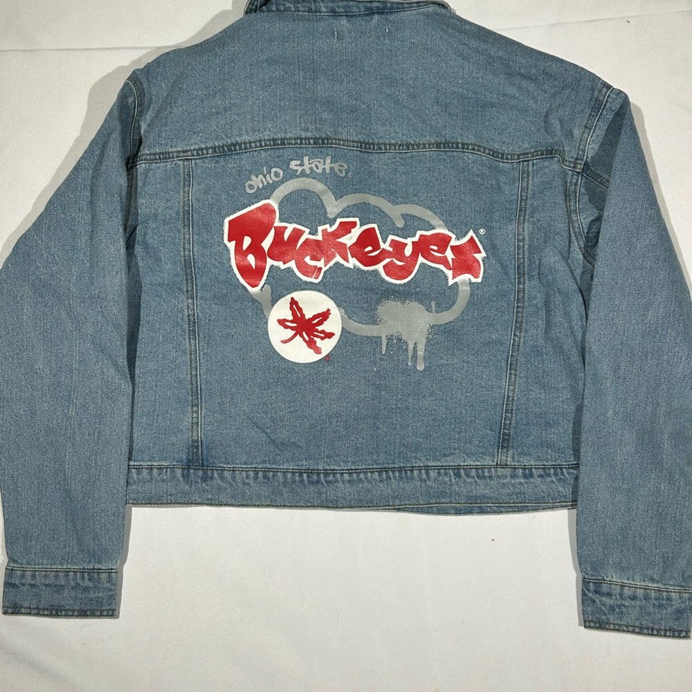Ohio State “Buckeyes” Denim Midriff Jacket Size L MSRP $99.99 New‎ with Tags